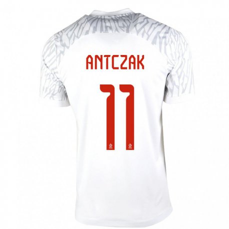 Kandiny Kinder Polnische Jakub Antczak #11 Weiß Heimtrikot Trikot 22-24 T-shirt