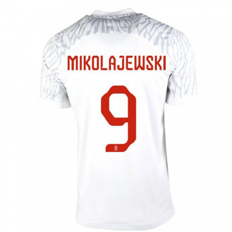 Kandiny Kinder Polnische Daniel Mikolajewski #9 Weiß Heimtrikot Trikot 22-24 T-shirt