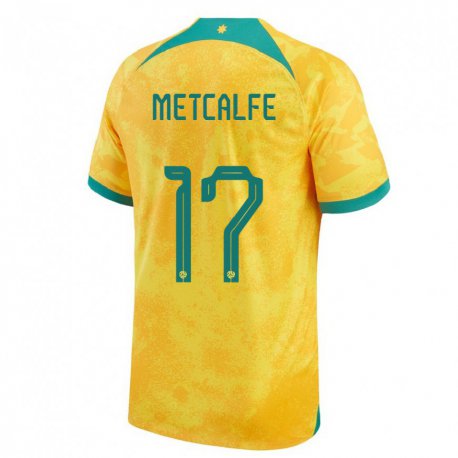 Kandiny Kinder Australische Conor Metcalfe #17 Gold Heimtrikot Trikot 22-24 T-shirt