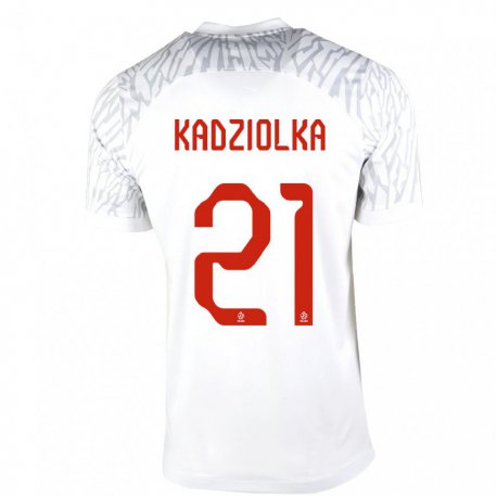 Kandiny Kinder Polnische Szymon Kadziolka #21 Weiß Heimtrikot Trikot 22-24 T-shirt