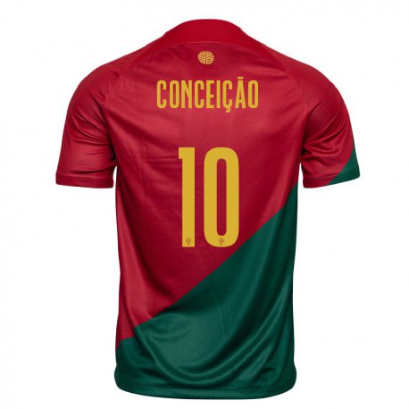 Kandiny Kinder Portugiesische Francisco Conceicao #10 Rot Grün Heimtrikot Trikot 22-24 T-shirt