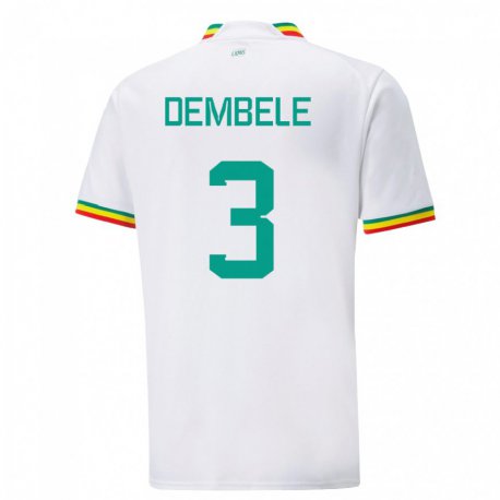 Kandiny Kinder Senegalesische Anta Dembele #3 Weiß Heimtrikot Trikot 22-24 T-shirt