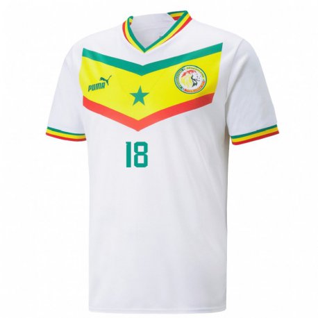 Kandiny Kinder Senegalesische Meta Camara #18 Weiß Heimtrikot Trikot 22-24 T-shirt