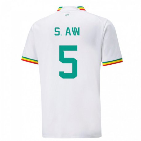 Kandiny Kinder Senegalesische Souleymane Aw #5 Weiß Heimtrikot Trikot 22-24 T-shirt