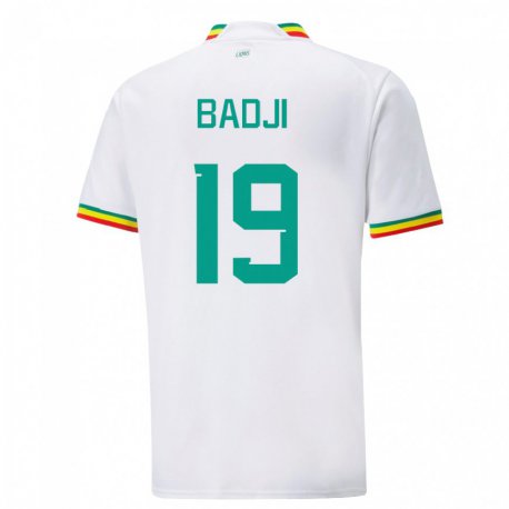 Kandiny Kinder Senegalesische Youssouph Badji #19 Weiß Heimtrikot Trikot 22-24 T-shirt