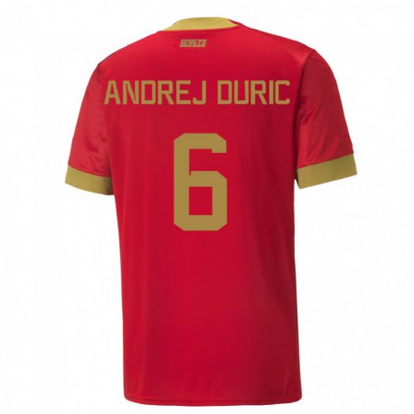 Kandiny Kinder Serbische Andrej Duric #6 Rot Heimtrikot Trikot 22-24 T-shirt