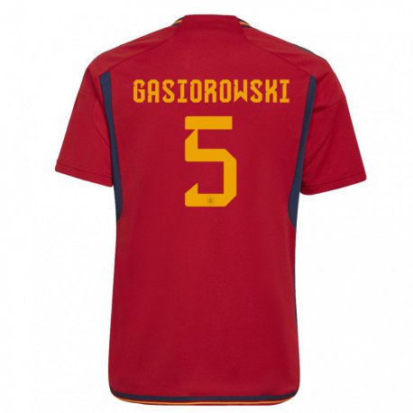 Kandiny Kinder Spanische Yarek Gasiorowski #5 Rot Heimtrikot Trikot 22-24 T-shirt