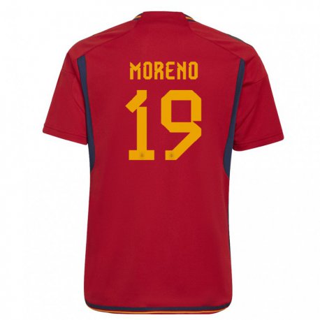 Kandiny Kinder Spanische Victor Moreno #19 Rot Heimtrikot Trikot 22-24 T-shirt