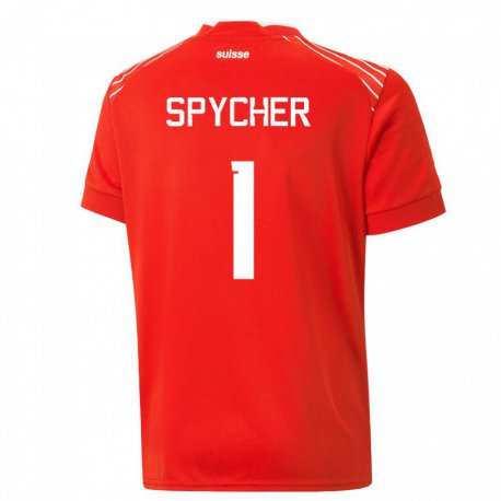 Kandiny Kinder Schweizer Tim Spycher #1 Rot Heimtrikot Trikot 22-24 T-shirt