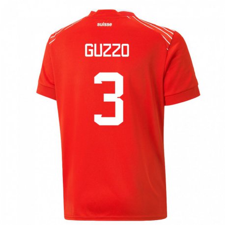 Kandiny Kinder Schweizer Ramon Guzzo #3 Rot Heimtrikot Trikot 22-24 T-shirt