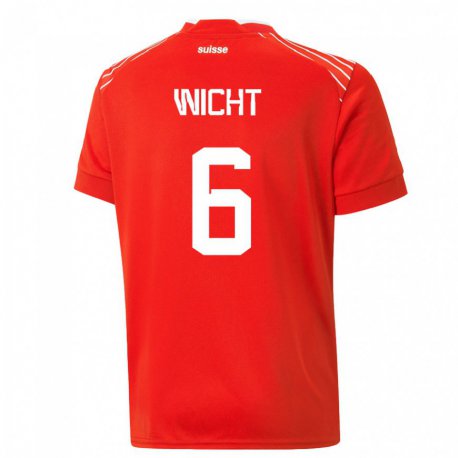Kandiny Kinder Schweizer Nathan Wicht #6 Rot Heimtrikot Trikot 22-24 T-shirt