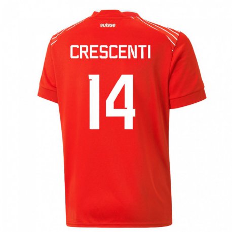 Kandiny Kinder Schweizer Federico Crescenti #14 Rot Heimtrikot Trikot 22-24 T-shirt