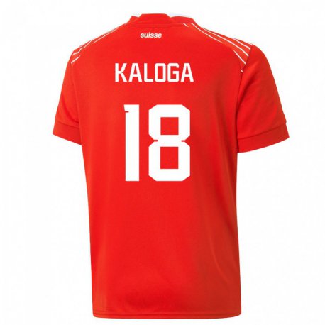 Kandiny Kinder Schweizer Issa Kaloga #18 Rot Heimtrikot Trikot 22-24 T-shirt
