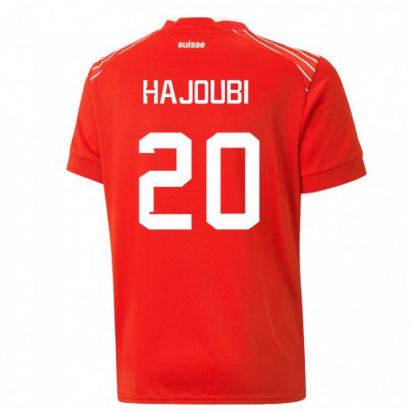Kandiny Kinder Schweizer Amin Hajoubi #20 Rot Heimtrikot Trikot 22-24 T-shirt