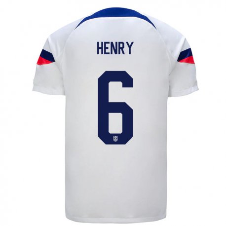 Kandiny Kinder Us-amerikanische Kobi Henry #6 Weiß Heimtrikot Trikot 22-24 T-shirt