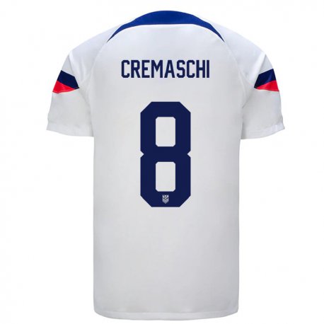Kandiny Kinder Us-amerikanische Benjamin Cremaschi #8 Weiß Heimtrikot Trikot 22-24 T-shirt