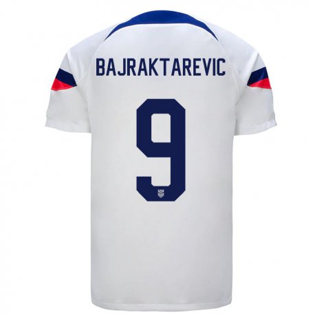 Kandiny Kinder Us-amerikanische Esmir Bajraktarevic #9 Weiß Heimtrikot Trikot 22-24 T-shirt