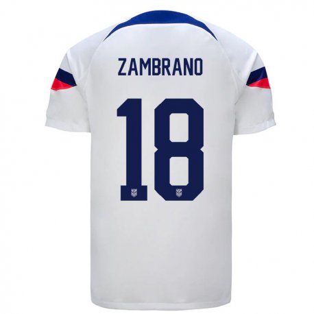 Kandiny Kinder Us-amerikanische Marcos Zambrano #18 Weiß Heimtrikot Trikot 22-24 T-shirt