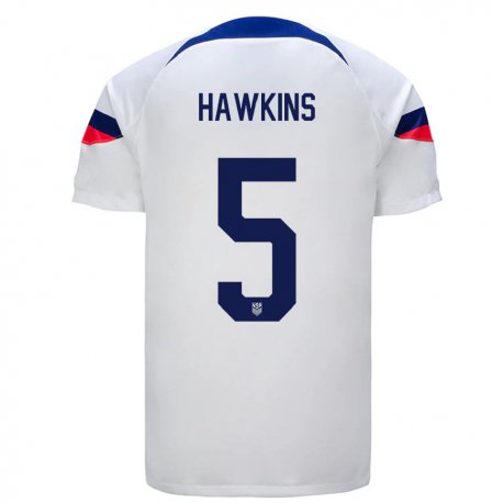 Kandiny Kinder Us-amerikanische Stuart Hawkins #5 Weiß Heimtrikot Trikot 22-24 T-shirt