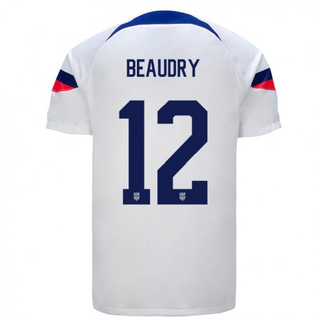 Kandiny Kinder Us-amerikanische Adam Beaudry #12 Weiß Heimtrikot Trikot 22-24 T-shirt