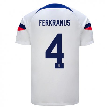 Kandiny Kinder Us-amerikanische Marcus Ferkranus #4 Weiß Heimtrikot Trikot 22-24 T-shirt
