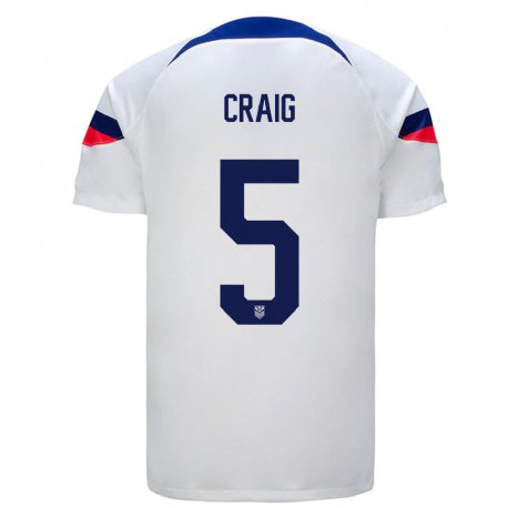 Kandiny Kinder Us-amerikanische Brandan Craig #5 Weiß Heimtrikot Trikot 22-24 T-shirt