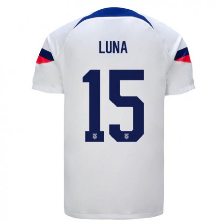 Kandiny Kinder Us-amerikanische Diego Luna #15 Weiß Heimtrikot Trikot 22-24 T-shirt