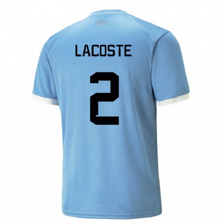Kandiny Kinder Uruguayische Stephanie Lacoste #2 Blau Heimtrikot Trikot 22-24 T-shirt