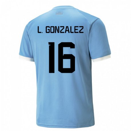 Kandiny Kinder Uruguayische Lorena Gonzalez #16 Blau Heimtrikot Trikot 22-24 T-shirt