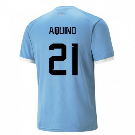 Kandiny Kinder Uruguayische Belen Aquino #21 Blau Heimtrikot Trikot 22-24 T-shirt