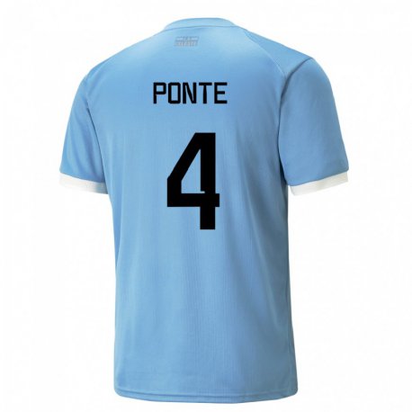 Kandiny Kinder Uruguayische Mateo Ponte #4 Blau Heimtrikot Trikot 22-24 T-shirt