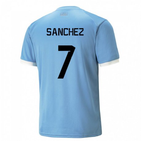 Kandiny Kinder Uruguayische Renzo Sanchez #7 Blau Heimtrikot Trikot 22-24 T-shirt