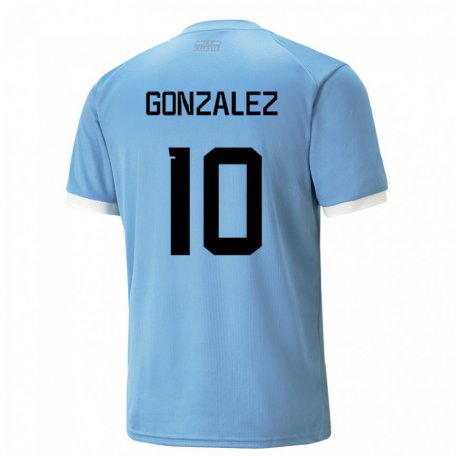 Kandiny Kinder Uruguayische Franco Gonzalez #10 Blau Heimtrikot Trikot 22-24 T-shirt