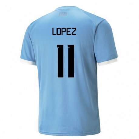 Kandiny Kinder Uruguayische Guillermo Lopez #11 Blau Heimtrikot Trikot 22-24 T-shirt