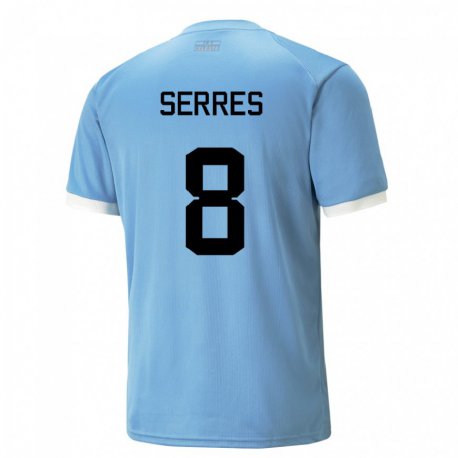 Kandiny Kinder Uruguayische Felipe Serres #8 Blau Heimtrikot Trikot 22-24 T-shirt