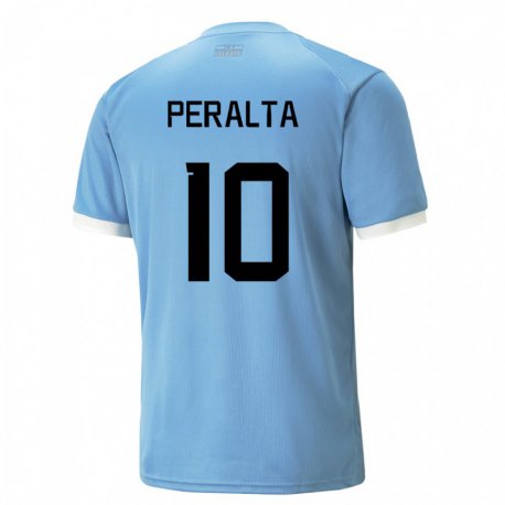 Kandiny Kinder Uruguayische Mateo Peralta #10 Blau Heimtrikot Trikot 22-24 T-shirt