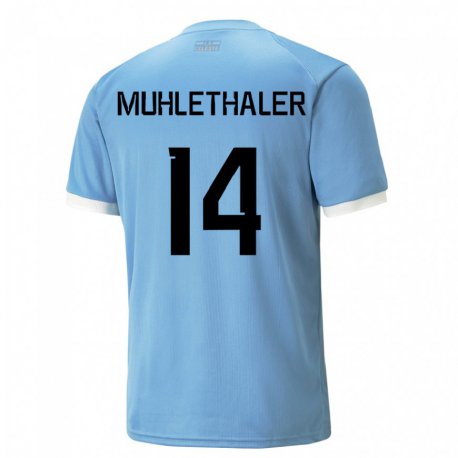 Kandiny Kinder Uruguayische Stiven Muhlethaler #14 Blau Heimtrikot Trikot 22-24 T-shirt