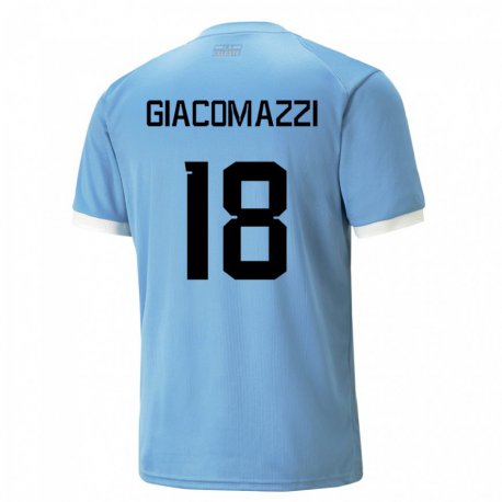 Kandiny Kinder Uruguayische Sebastian Giacomazzi #18 Blau Heimtrikot Trikot 22-24 T-shirt