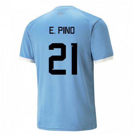 Kandiny Kinder Uruguayische Emiliano Del Pino #21 Blau Heimtrikot Trikot 22-24 T-shirt