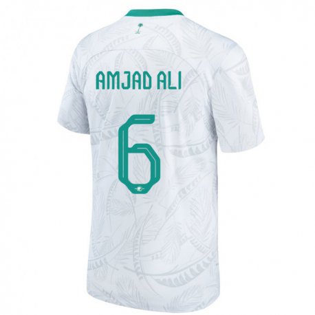 Kandiny Kinder Saudi-arabische Amjad Ali #6 Weiß Heimtrikot Trikot 22-24 T-shirt