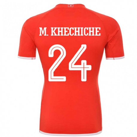 Kandiny Kinder Tunesische Mohamed Amine Khechiche #24 Rot Heimtrikot Trikot 22-24 T-shirt