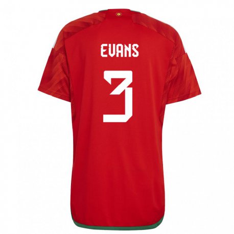 Kandiny Kinder Walisische Gemma Evans #3 Rot Heimtrikot Trikot 22-24 T-shirt