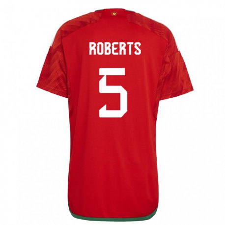 Kandiny Kinder Walisische Rhiannon Roberts #5 Rot Heimtrikot Trikot 22-24 T-shirt