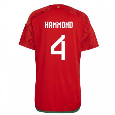 Kandiny Kinder Walisische Ben Hammond #4 Rot Heimtrikot Trikot 22-24 T-shirt
