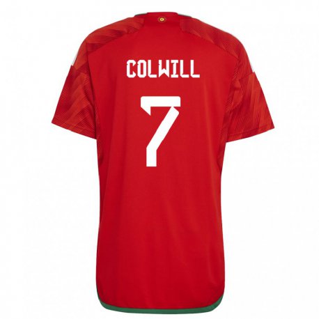 Kandiny Kinder Walisische Joel Colwill #7 Rot Heimtrikot Trikot 22-24 T-shirt