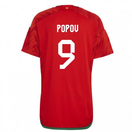 Kandiny Kinder Walisische Christopher Popov #9 Rot Heimtrikot Trikot 22-24 T-shirt