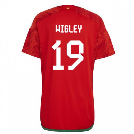 Kandiny Kinder Walisische Morgan Wigley #19 Rot Heimtrikot Trikot 22-24 T-shirt