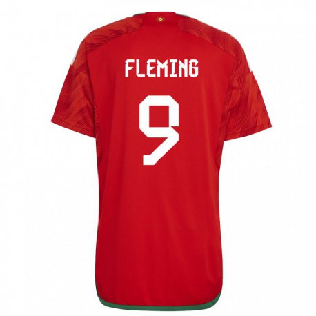 Kandiny Kinder Walisische Cole Fleming #9 Rot Heimtrikot Trikot 22-24 T-shirt