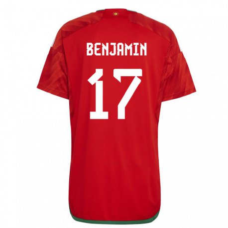 Kandiny Kinder Walisische Omari Benjamin #17 Rot Heimtrikot Trikot 22-24 T-shirt