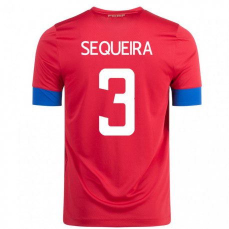 Kandiny Kinder Costa-ricanische Douglas Sequeira #3 Rot Heimtrikot Trikot 22-24 T-shirt